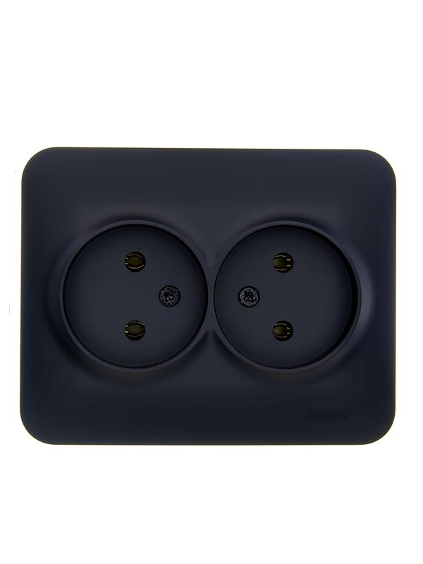 розетка 2-м сп asti 16а ip20 без заземл. термопласт черн. бархат lezard 7081-4200-128b от BTSprom.by