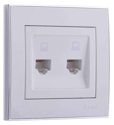 розетка компьютерная 2-м сп rain rj45 с хром. боковой вставкой бел. lezard 703-0225-141 от BTSprom.by
