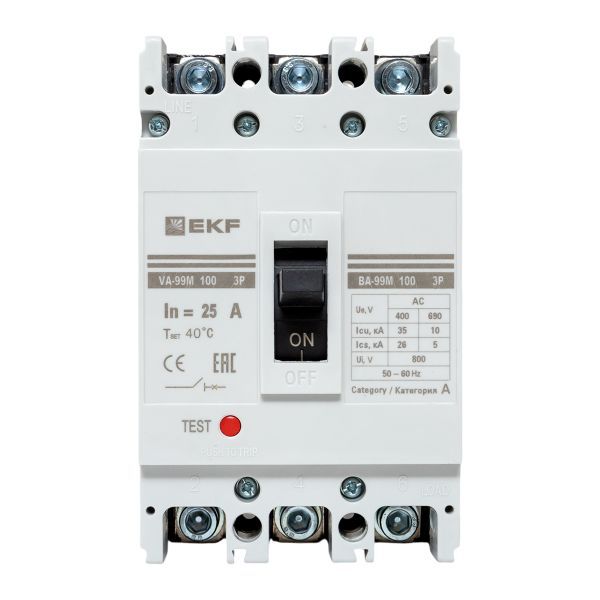  Выключатель автоматический 3п 100/25А 35кА ВА-99М PROxima EKF mccb99-100-25m фото в каталоге от BTSprom.by
