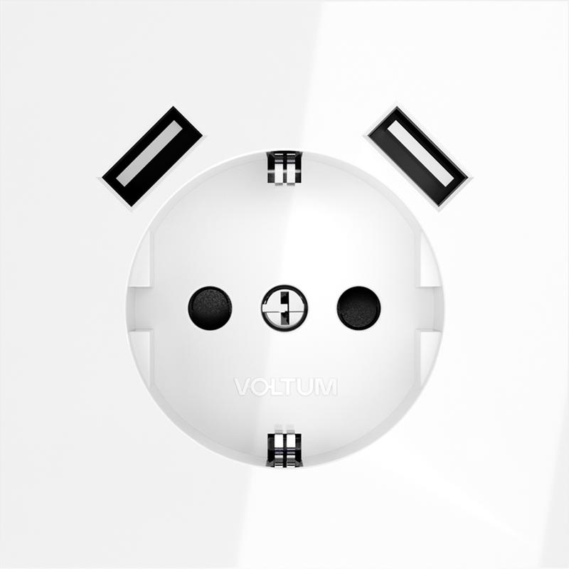  Розетка 1-м СП S70 16А с USB A+A с заземл. защ. шторки механизм бел. глянцевый Voltum VLS040401 фото в каталоге от BTSprom.by