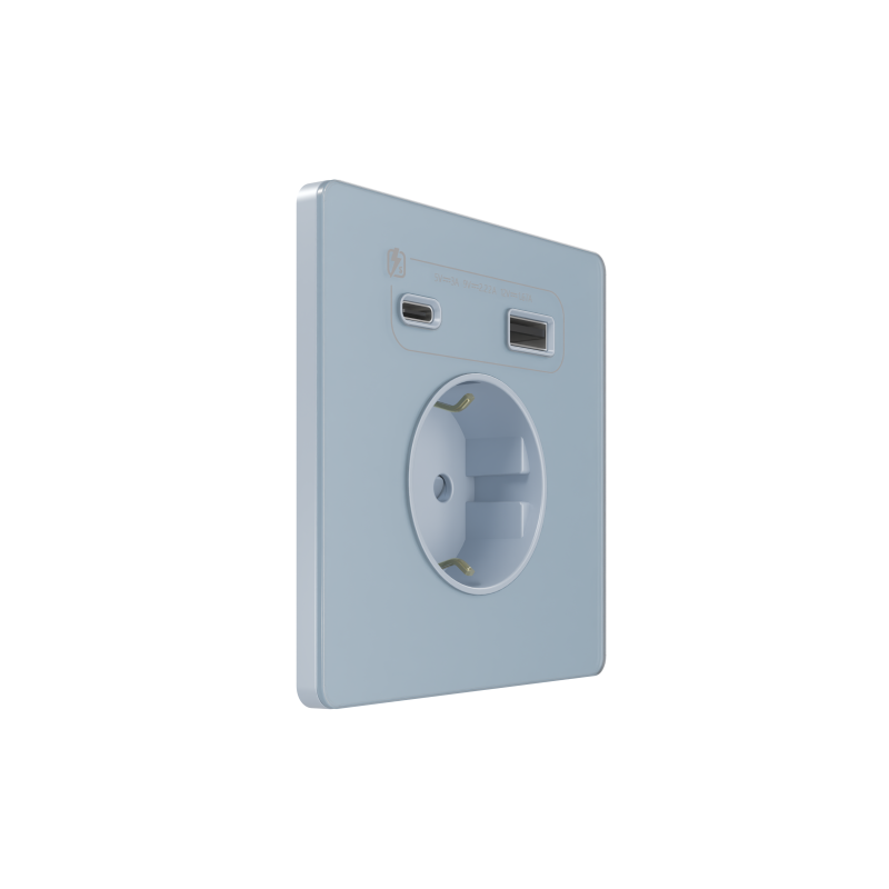 розетка сп systeme infinity 16а 250в с заземл. и заряд. устр. usb а+с 20вт защ. шторки стальное небо se fse001132 от BTSprom.by