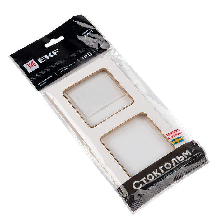  Рамка 2-м Стокгольм бел. с линией цвета шампань PROxima EKF EYM-G-303-10 фото в каталоге от BTSprom.by