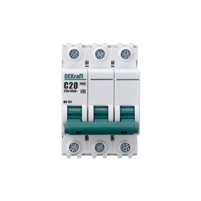 Выключатель автоматический модульный 3п C 20А 4.5кА ВА-101 DEKraft 11079DEK фото в каталоге от BTSprom.by