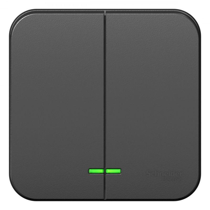  Выключатель 2-кл. ОП Blanca 10А IP20 (сх. 5) 250В с подсветкой с изолир. пластиной антрацит SE BLNVA105116 фото в каталоге от BTSprom.by