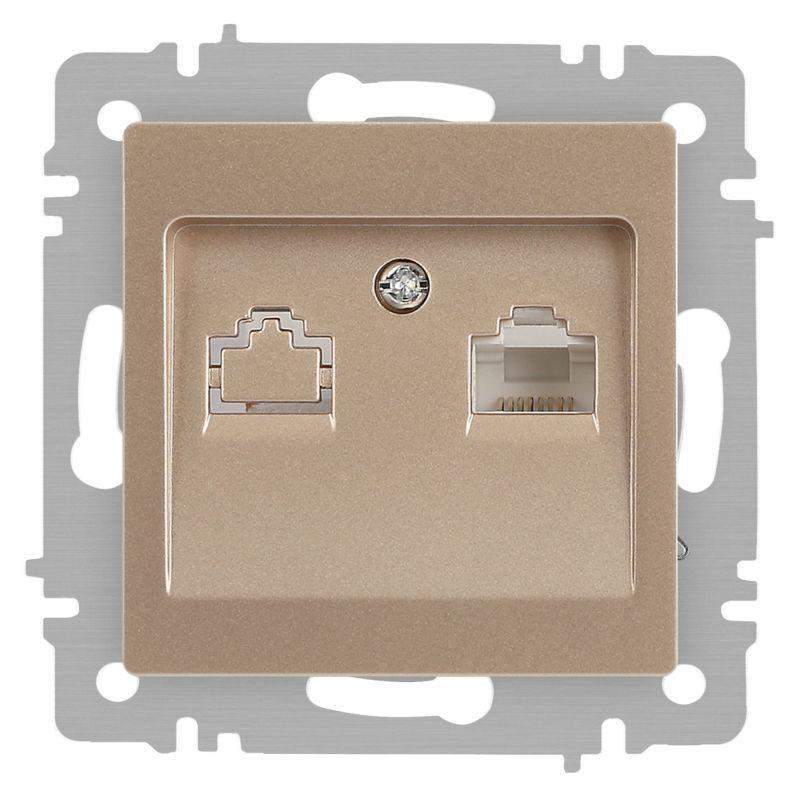 розетка компьютерная 1-м сп accent 6-303-04 rj45 ip20 шампань intro б0063632 от BTSprom.by