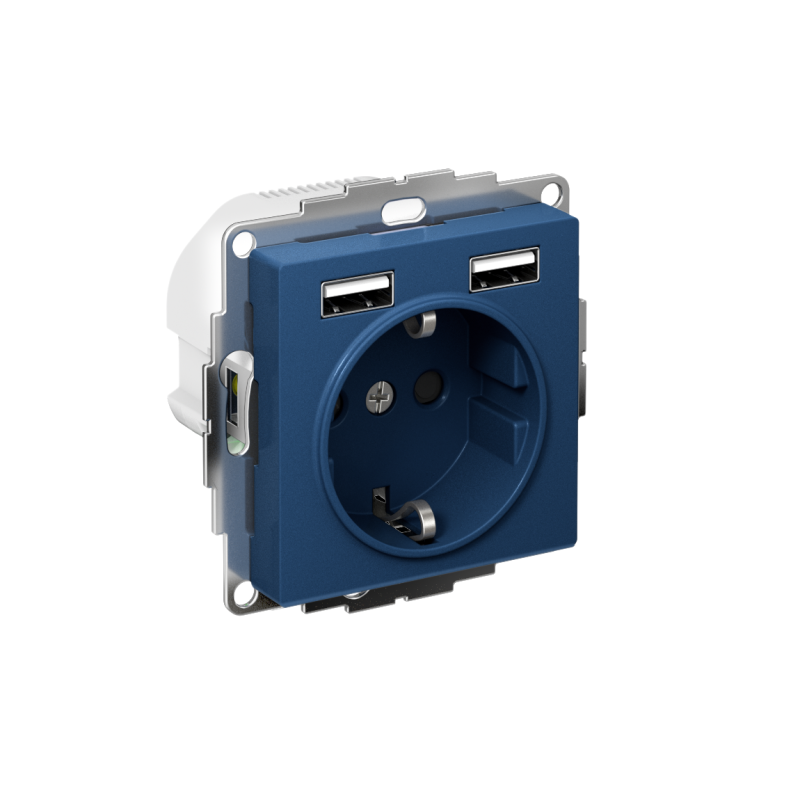 розетка atlasdesign 16а с 2-мя заряд. устройствами usb тип a+a 5в/2.4а 2х5в/1.2а механизм аквамарин se atn001130 от BTSprom.by