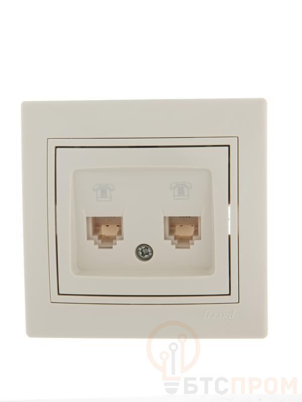 Розетка телефонная 2-м СП Mira RJ11 16А IP20 евро стандарт со вставкой крем. LEZARD 701-0303-138 фото в каталоге от BTSprom.by  Розетка телефонная 2-м СП Mira RJ11 16А IP20 евро стандарт со вставкой крем. LEZARD 701-0303-138 фото в каталоге от BTSprom.by