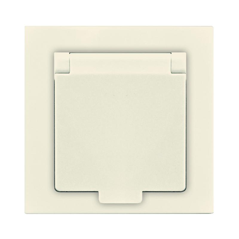 розетка 1-м сп афина 16а ip20 с заземл. с крышкой в сборе сл. кость (ivory) universal a0029-i от BTSprom.by