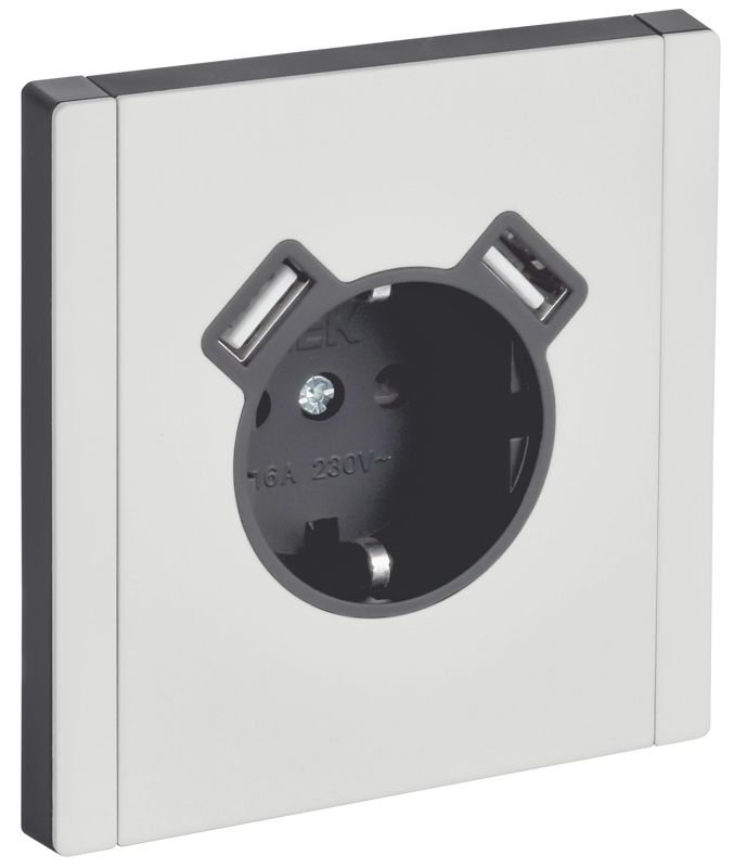 розетка 1-м сп forte&piano fp245m 16а ip20 usb a+a 3.1а с заземл. защ. шторки винтовое крепление бел. iek fp-r14-16-u21-d31-m-k01 от BTSprom.by