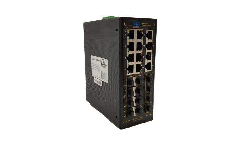 коммутатор l2+ индустриальный на din рейку 12х10/100/1000мбит/с 1-8 poe af/at 12х1000мбит/с sfp 1 консольный rj-45 питание 48в 480вт поставляется отдельно gigalink gl-sw-g201-24pst-i от BTSprom.by