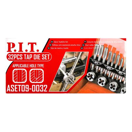 набор для нарезания резьбы метчик; плашки; держатели (32 предмета) p.i.t. aset09-0032 от BTSprom.by