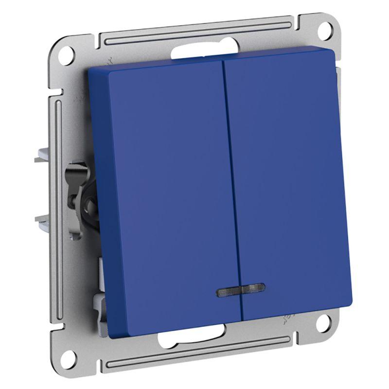  Выключатель 2-кл. AtlasDesign (сх. 5а) 10AX с подсветкой механизм аквамарин SE ATN001153 фото в каталоге от BTSprom.by