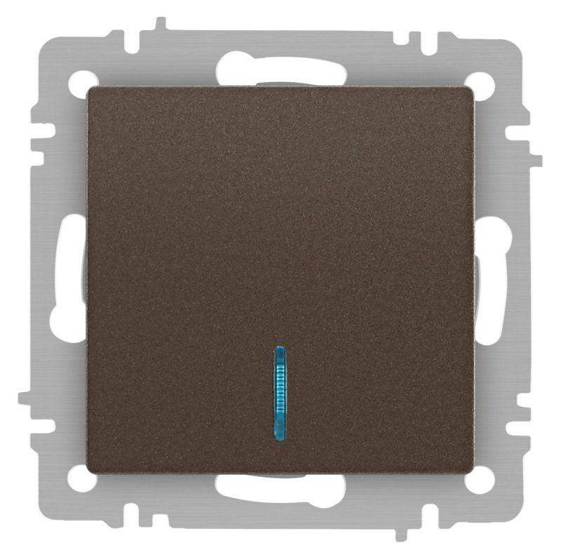 выключатель 1-кл. сп accent 6-102-08 10а ip20 250в с подсветкой al/cu бронза intro б0063463 от BTSprom.by