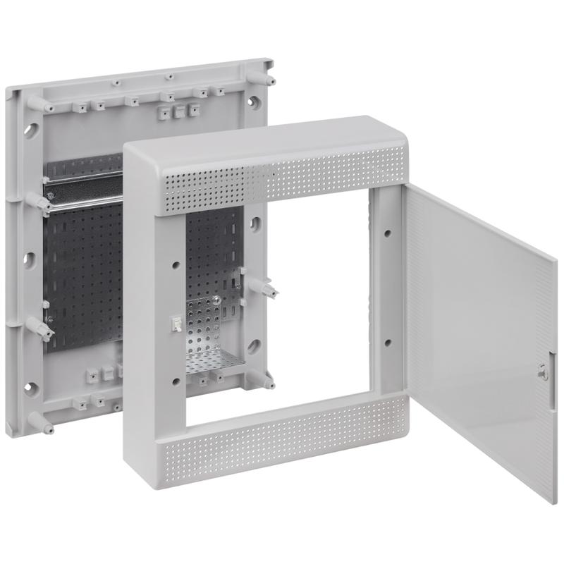 щит навесной 24мод. слаботочный мультимедийный с серой дверцей с монтажн. платой в компл. рувинил 68324с-сл от BTSprom.by