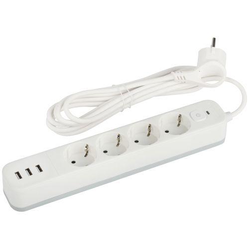 удлинитель с сетевым фильтром 4х1.5м с заземл. 10а usf-4es-1.5m-3xusba-w +3xusba 3.1a с выкл. с базов. защитой эра б0059567 от BTSprom.by