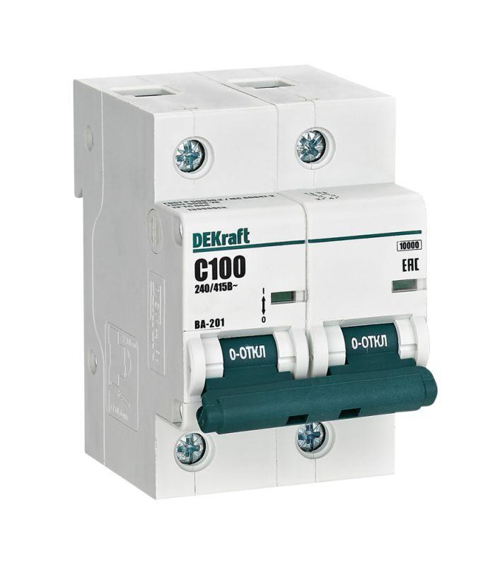 выключатель автоматический модульный 2п c 100а 10ка ва-201 dekraft 13006dek от BTSprom.by