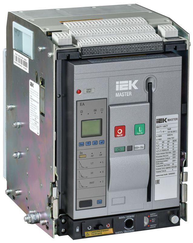 выключатель автоматический воздушный 3п a 1600а 65ка ac ва77 w3p ea выдвижн. с комплектом аксессуаров master iek mi-acb10-3wa-065-1600-acf от BTSprom.by