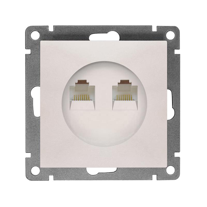 розетка компьютерная 2-м сп афина rj45 кат.5e механизм жемчуж. universal a1086-obr от BTSprom.by
