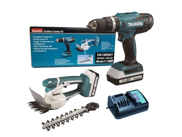 аккум. дрель-шуруповерт makita lxt hp488d + аккум. кусторез um110d (в комплекте 2 акум. 1,5а/ч + зарядное) dk18b56y от BTSprom.by