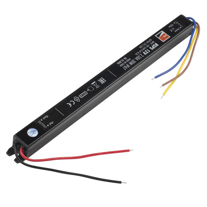  Блок питания для светодиодной ленты 30Вт 2.5А 12В IP67 BSPS влагозащ. метал. JazzWay 3329259A фото в каталоге от BTSprom.by