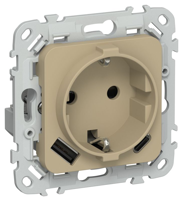 розетка 1-м сп flite рсюшс11-0-флх 16а с usb a+c 20вт с заземл. с защ. шторками механизм хаки iek fi-r14-16-u22-020-k59 от BTSprom.by