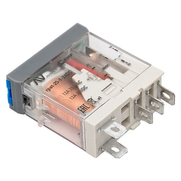  Реле промежуточное с кнопкой и мех. индикацией RPAt 25/1 12А 24В DC AVERES EKF rpat-25-1-24DC фото в каталоге от BTSprom.by