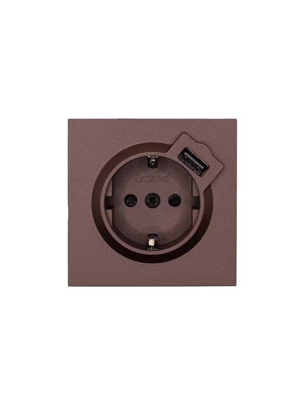 розетка 1-мест. с/з+usb разъем сп zima ip20 шоколад lezard 704-7388-181 от BTSprom.by