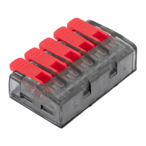  Клемма строительно-монтажная СМК 221-615 5-проводная 0.5-4.0(6)кв.мм с рычагом (уп.25шт) PROxima EKF plc-smk-221-615 фото в каталоге от BTSprom.by