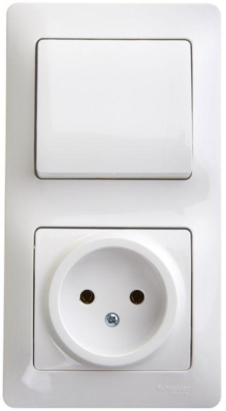 блок комбинированный glossa (розетка + 1-кл. выкл.) бел. se gsl000160 от BTSprom.by