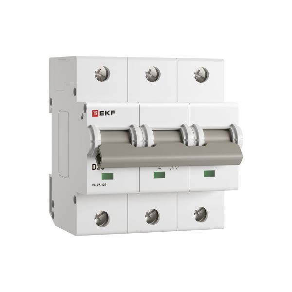  Выключатель автоматический 3п D 20А 15кА ВА 47-125 PROxima EKF mcb47125-3-20D фото в каталоге от BTSprom.by