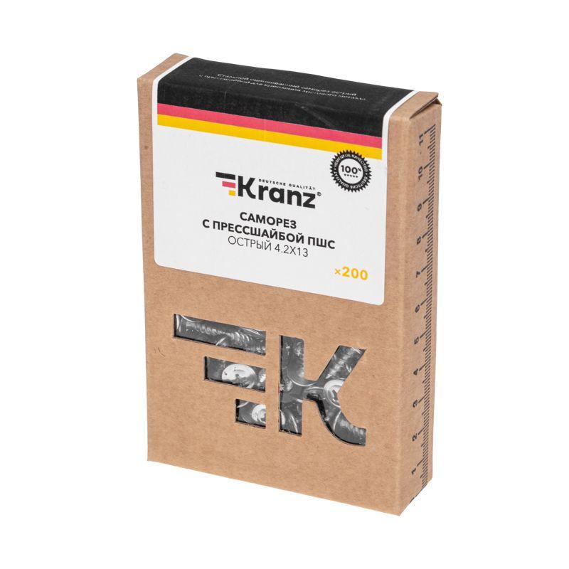  Саморез с прессшайбой ПШС острый 4.2х13 (уп.200шт) Kranz KR-01-3361-001 фото в каталоге от BTSprom.by