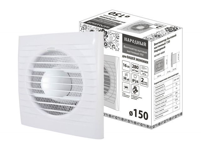вентилятор бытовой настенный 150 народный, tdm sq1807-0203 от BTSprom.by