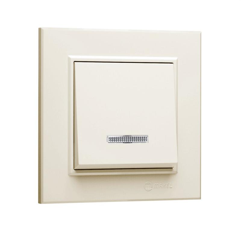 выключатель 1-кл. сп karea 10а ip20 с подсветкой крем. makel 56010021 от BTSprom.by