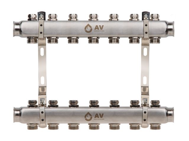 коллекторная группа ave162, 7 вых. av engineering (pro серия для отопления (радиаторы)) ave16200107 от BTSprom.by