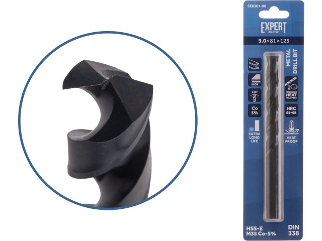 сверло по металлу ц/х 9.0х81х125 мм hss-co black expert startul (кобальт 5%) se8301-90 от BTSprom.by