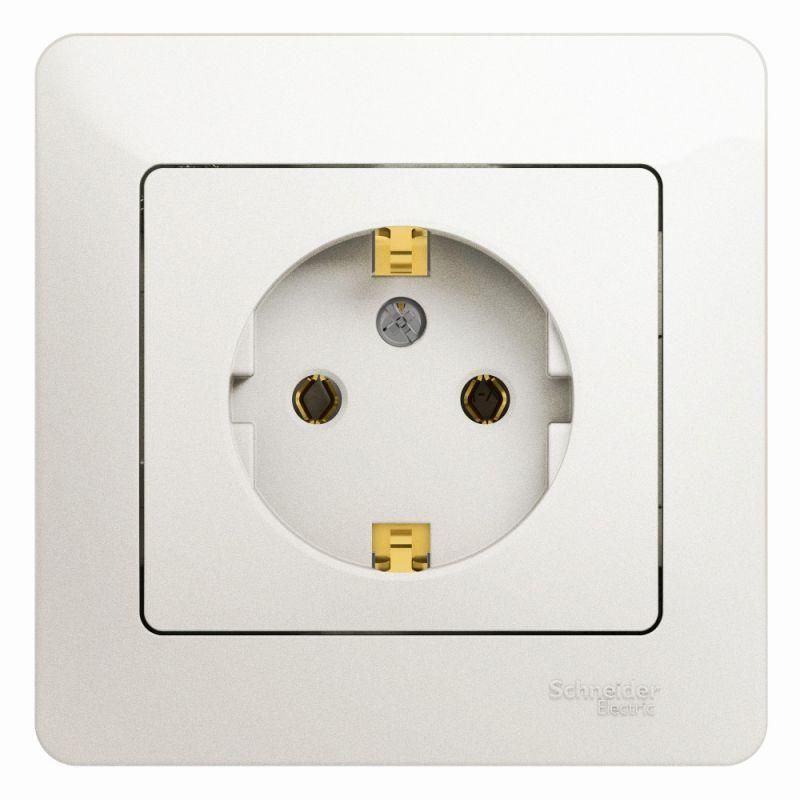 розетка 1-м сп glossa 16а ip20 с заземл. в сборе перламутр. se gsl000642 от BTSprom.by