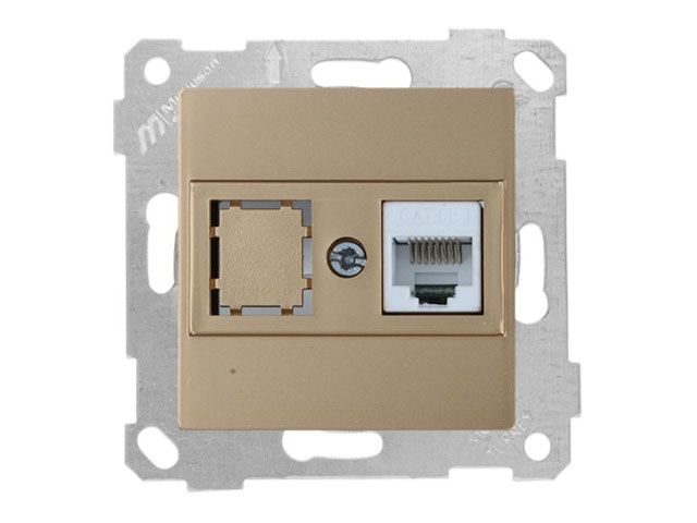 розетка компьютерная 1xrj45 (cat5e, скрытая, без рамки) золото, rita, mutlusan 2200 136 0180 от BTSprom.by