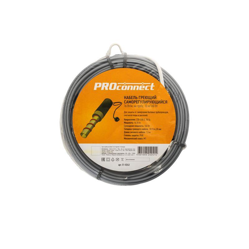  Кабель греющий саморег. 16Вт/м на трубу 10 м/160Вт PROCONNECT 51-0243 фото в каталоге от BTSprom.by