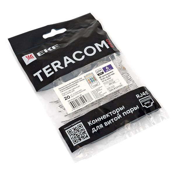  Коннектор RJ45 (8P8C) кат.6 неэкранир. 30мкд универс. (уп.20шт) TERACOM PRO EKF TRP-PLUG-6UTP-20 фото в каталоге от BTSprom.by