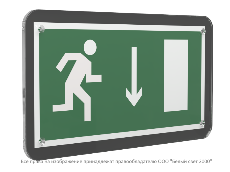 знак безопасности ps-33186-black.e09"указ. двери эвакуац. выхода (прав.)" белый свет a32965 от BTSprom.by