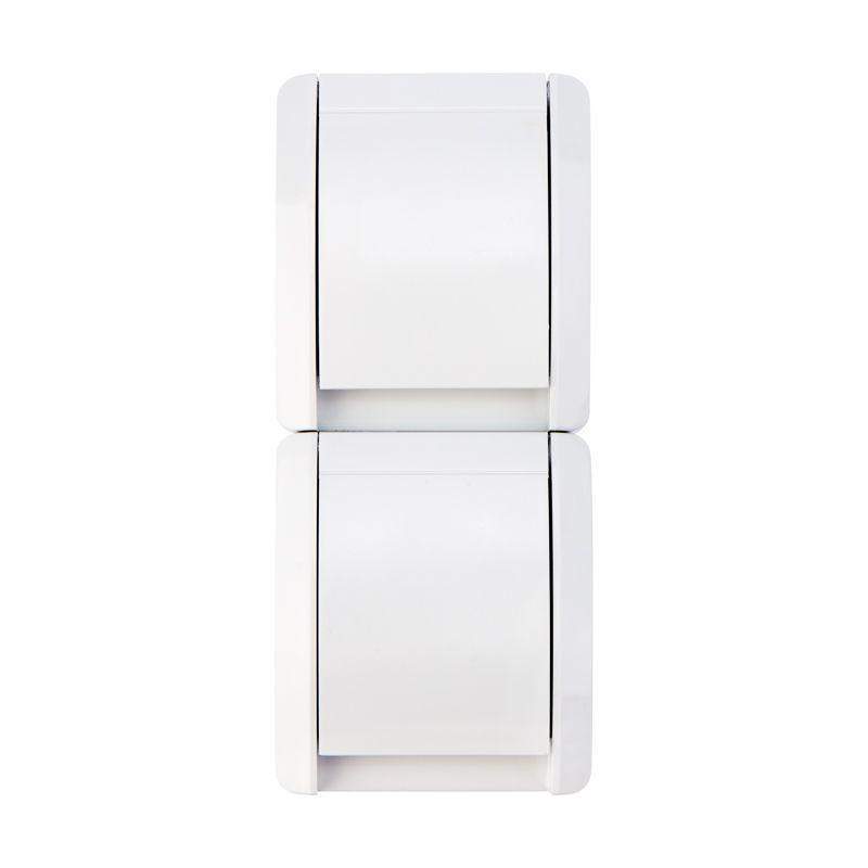  Блок розеток 2-м ОП INDUSTRIAL IP54 вертик. с заземл. керамика бел. Kranz KR-78-0801 фото в каталоге от BTSprom.by