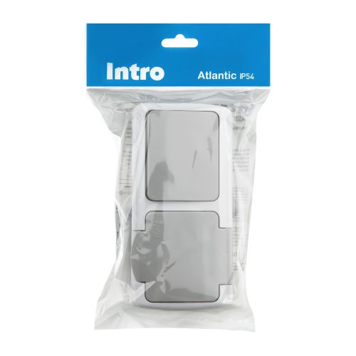  Блок розетка с выкл. 1-кл. ОП 10(16)А 250В 2P+E IP54 сер. Atlantic 5-701-03 Intro Б0050947 фото в каталоге от BTSprom.by