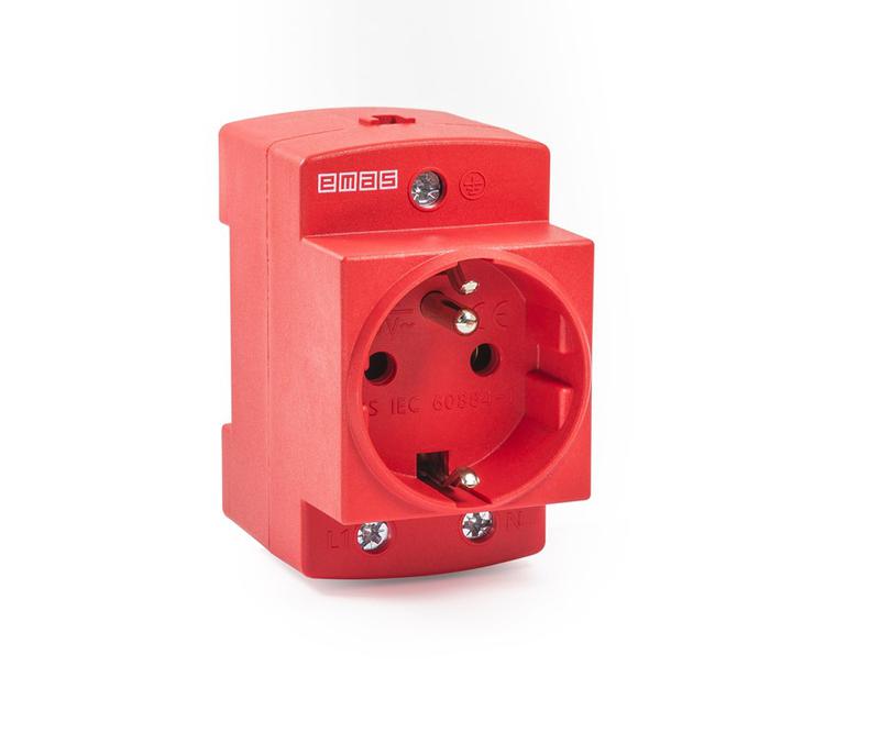 розетка 2p+e ups разъем (fr) на din-рейку красн. emas eprfr2k от BTSprom.by