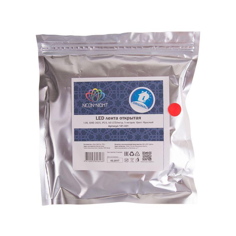  Лента светодиодная SMD3528 4.8Вт/м 60LED/м 12В IP20 красн. (уп.5м) Lamper 141-331 фото в каталоге от BTSprom.by