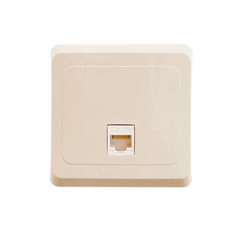 Розетка компьютерная 1-м СП Этюд RJ45 кат.5E крем. SE KOMC-001K фото в каталоге от BTSprom.by
