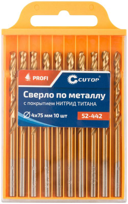 Набор сверл по металлу Profi с титан. покрытием 4х75мм (уп.10шт) Cutop 52-442 фото в каталоге от BTSprom.by