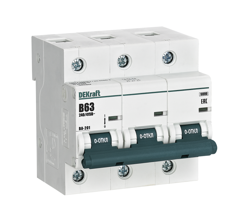 выключатель автоматический 3п b 63а 10ка ва-201 dekraft 13041dek от BTSprom.by