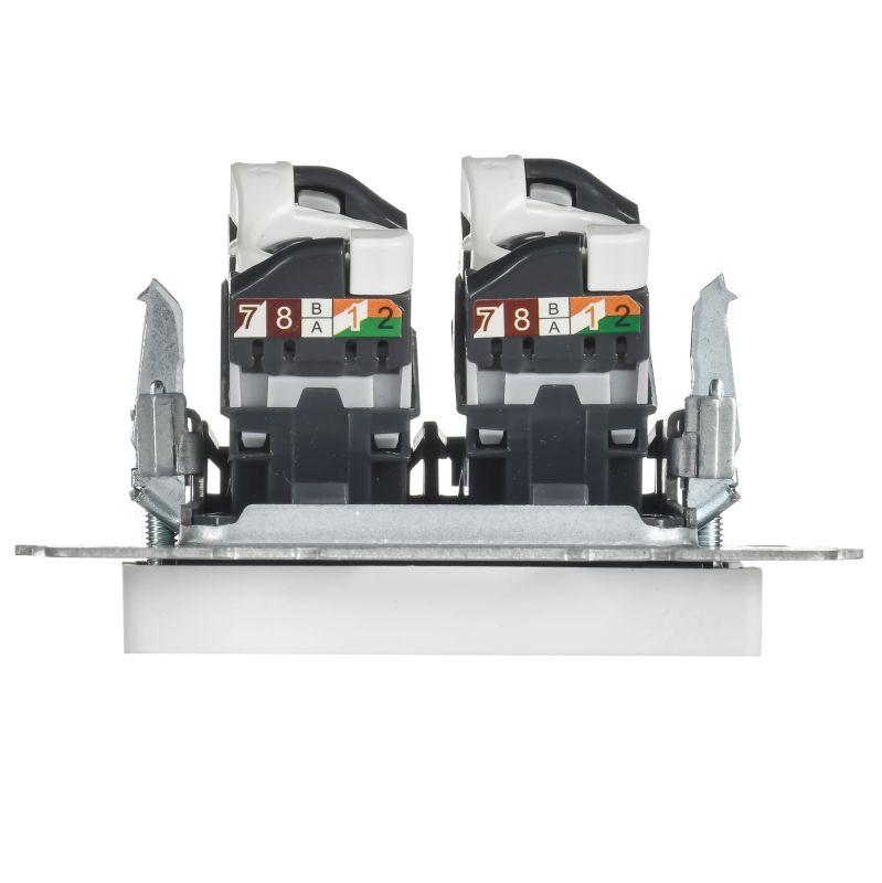  Розетка компьютерная 2-м СП BRITE РК10-2-БрАБ RJ45 кат.5E механизм арктич. бел. IEK BR-K20-1-K91 фото в каталоге от BTSprom.by