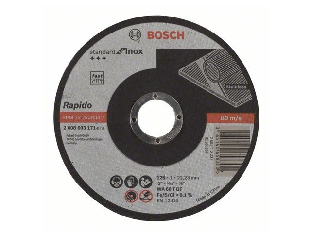 круг отрезной 125х1.0x22.2 мм для нерж. стали standart bosch 2608603171 от BTSprom.by