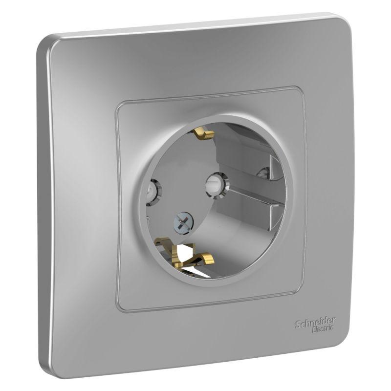 розетка 1-м сп blanca 16а ip20 250в с заземл. защ. шторки алюм. se blnrs001113 от BTSprom.by